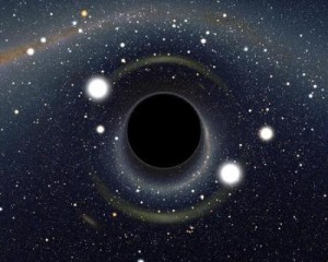 Bilgisayar benzetiminde bir karadeliğin çevresindeki ışığı nasıl büktüğü gösterilmiş. (Alain Riazuelo, IAP / UPMC / CNRS)